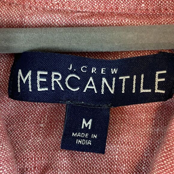 J Crew Linen Shirt Men's Medium Pink Button Up Long Sleeve Collared Quiet Luxury - Picture 3 of 5